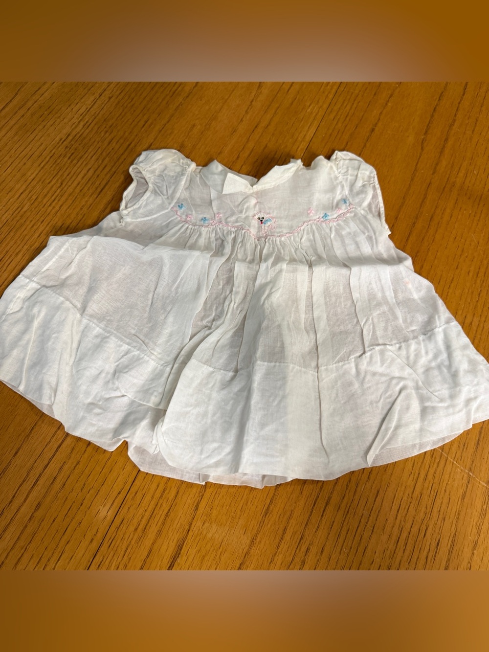Vintage Yolande Hand Embroidered Baby Dress Flaws